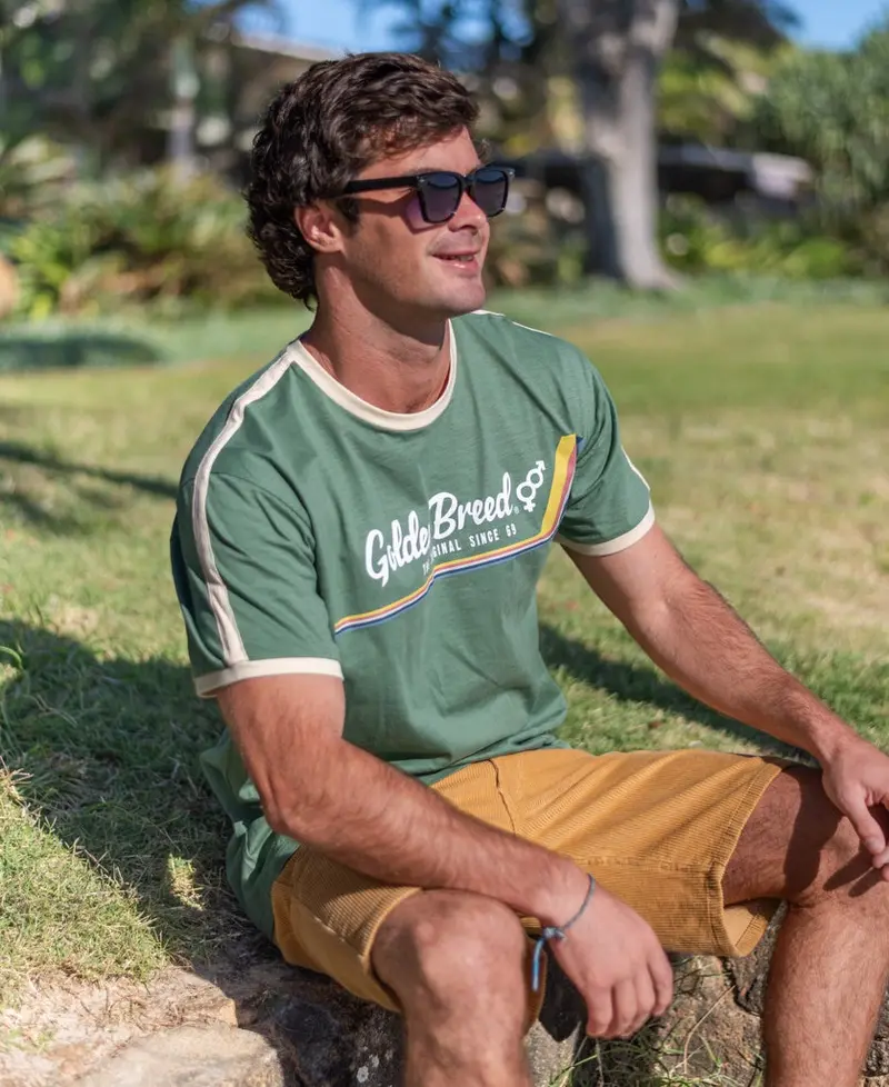 Leaf-Green Retro Ringer T-Shirt 1