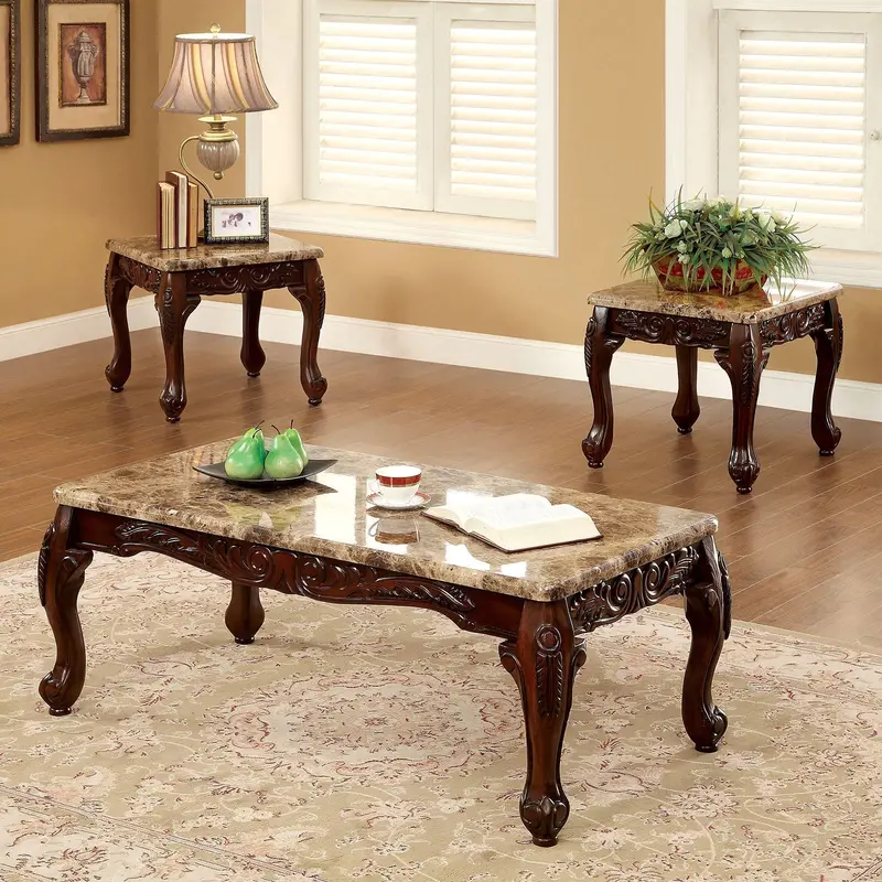 Lechester 3-Piece Coffee Table Set By Furniture Of America – Faux Marble Top Living Room Collection (Cm4487-3Pk) 1