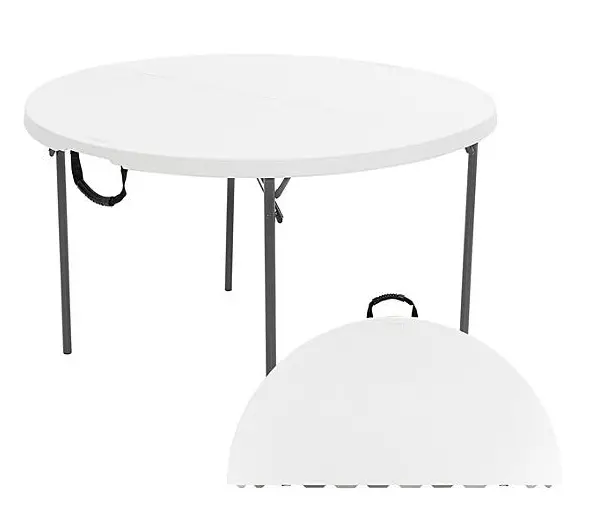 Lifetime 48-Inch Round Fold-In-Half Commercial Table – White Granite 1