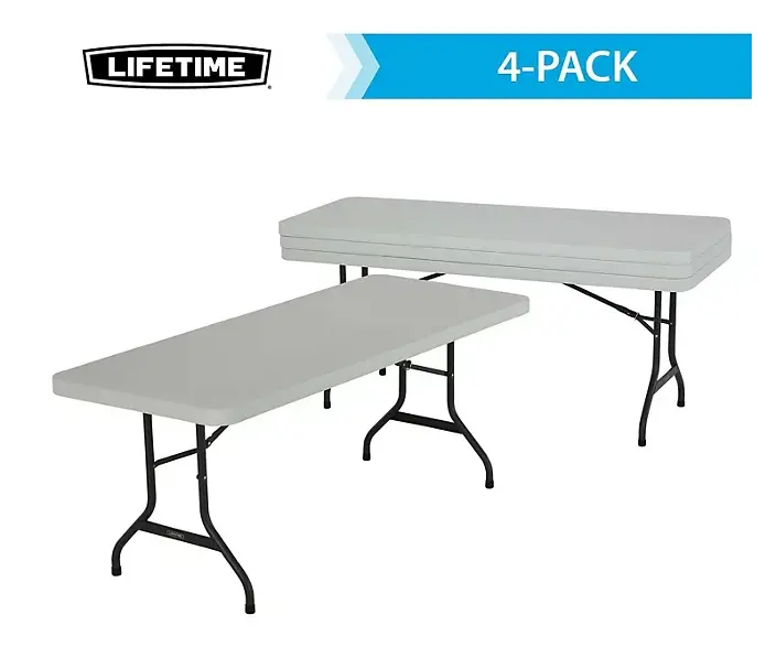 Lifetime 6-Foot Commercial Stacking Folding Tables – 4-Pack, Color Options 1