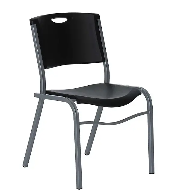 Lifetime Black-And-Silver Plastic Stacking Chairs For Commercial Use 1