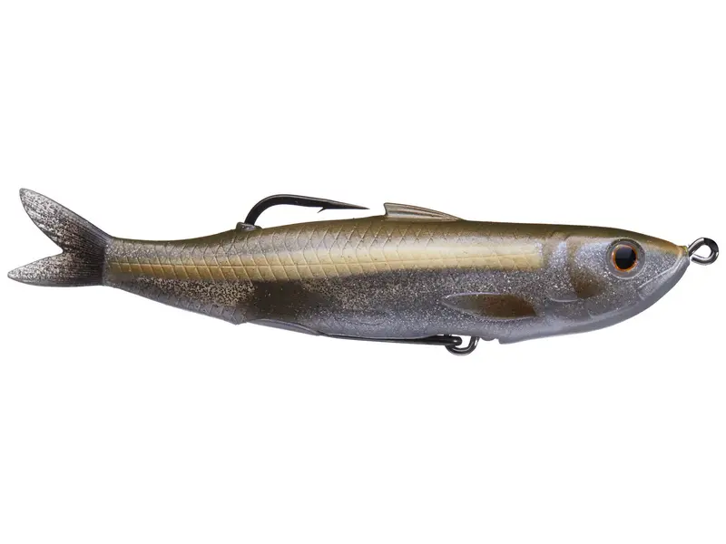 Live Target Shiner Walking Bait – 4.5-Inch Floating Topwater, Amber/Silver Flake 1