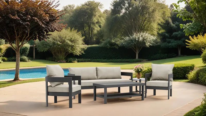 Lotus 5-Piece Outdoor Conversation Set In Black 1