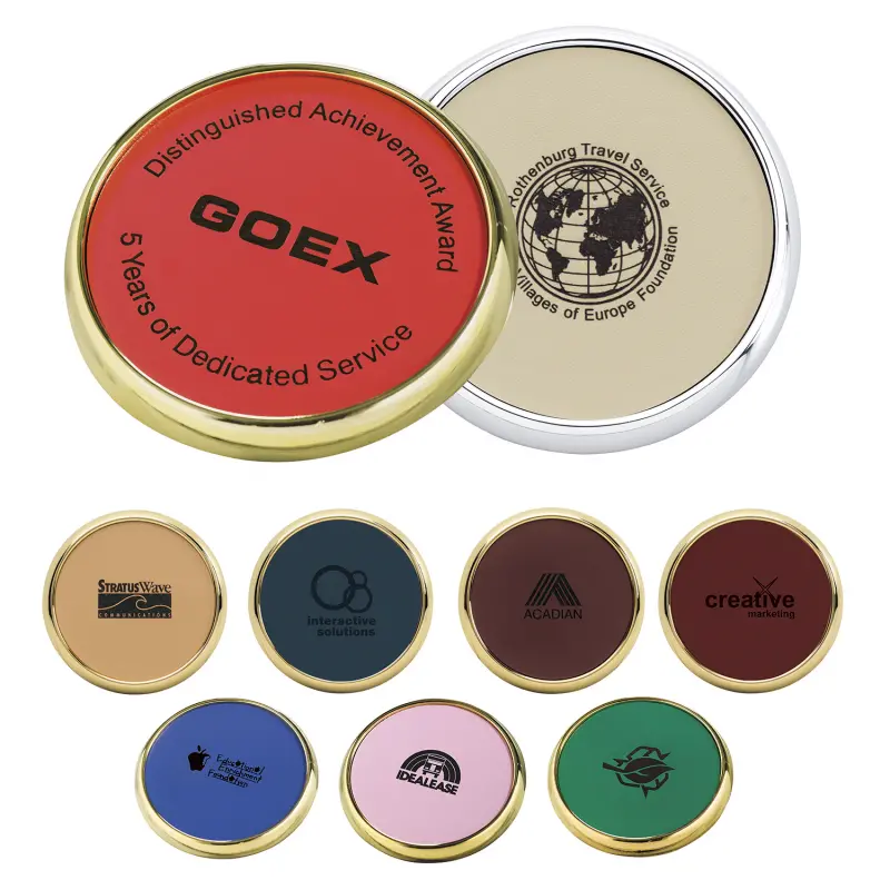 Luxury Leather Coaster With Brass Or Zinc Accents 1