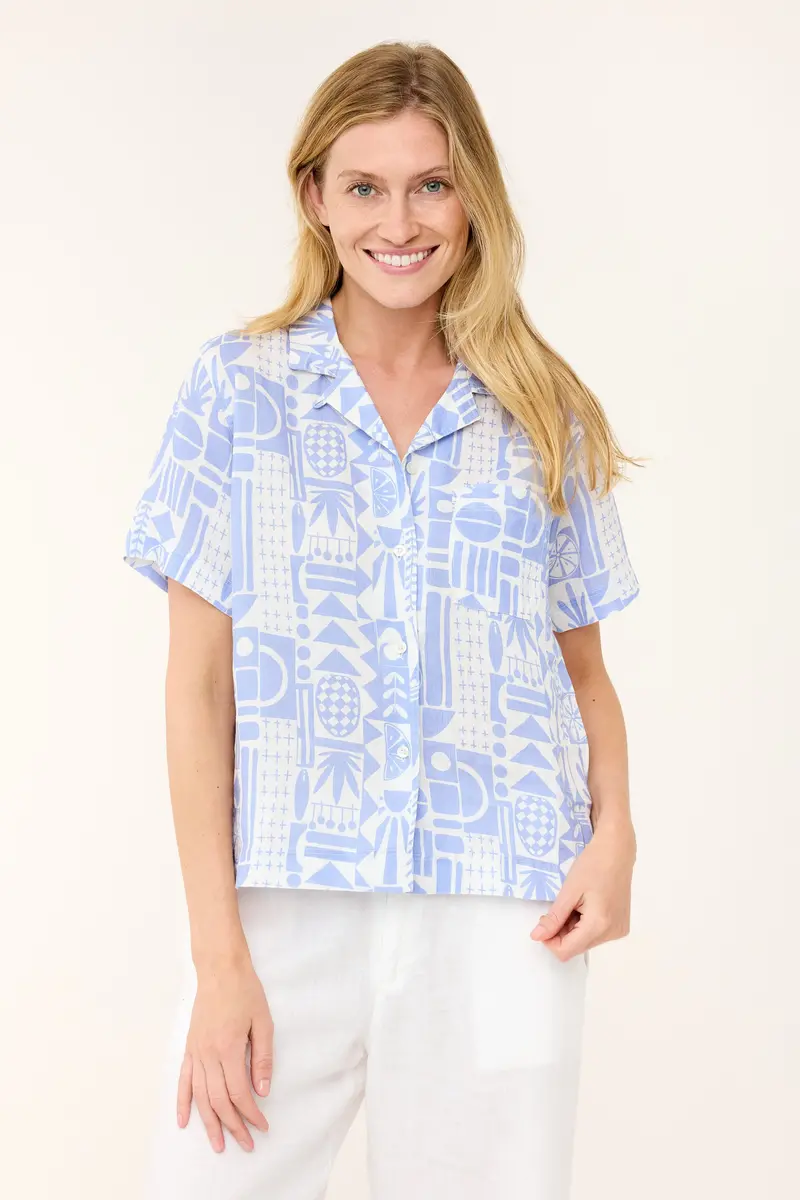 Maddie Camp Shirt – Lavender Limin Print 1