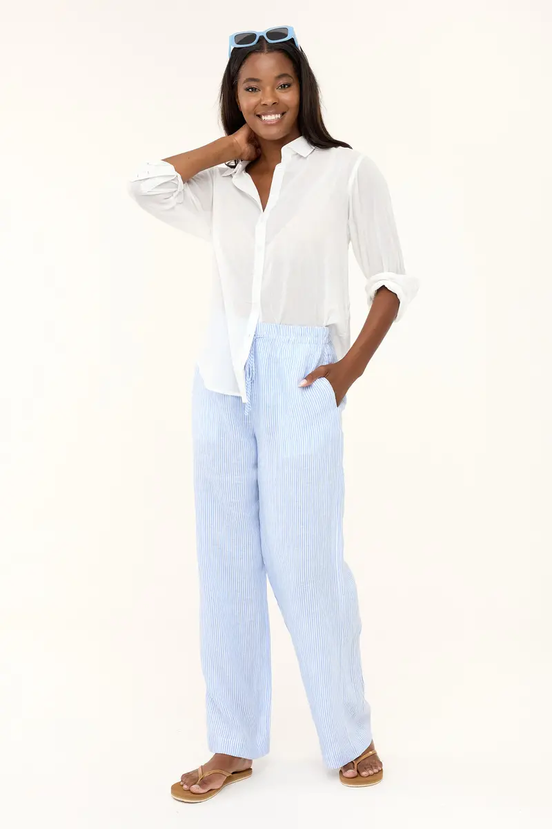 Mallorca Blue-Stripe Linen Pants 1