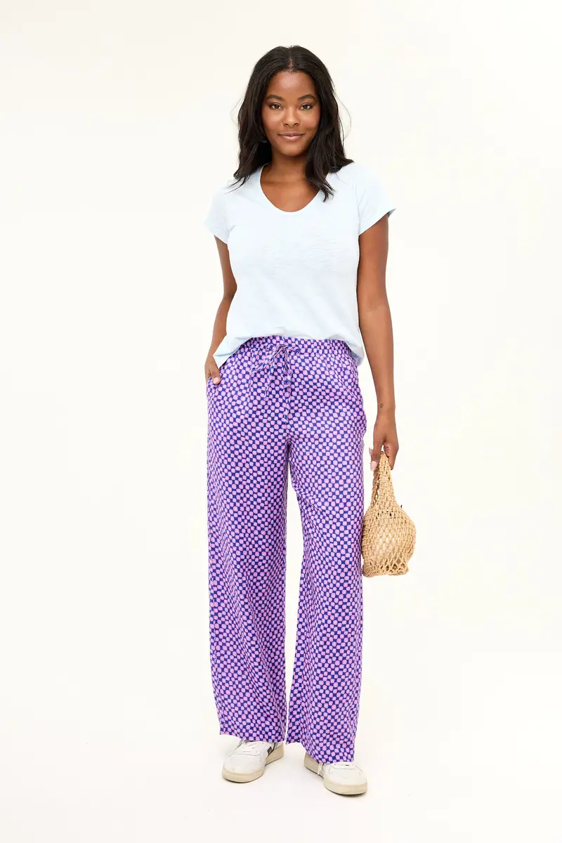 Mallorca Linen Pant In Peacock Check 1