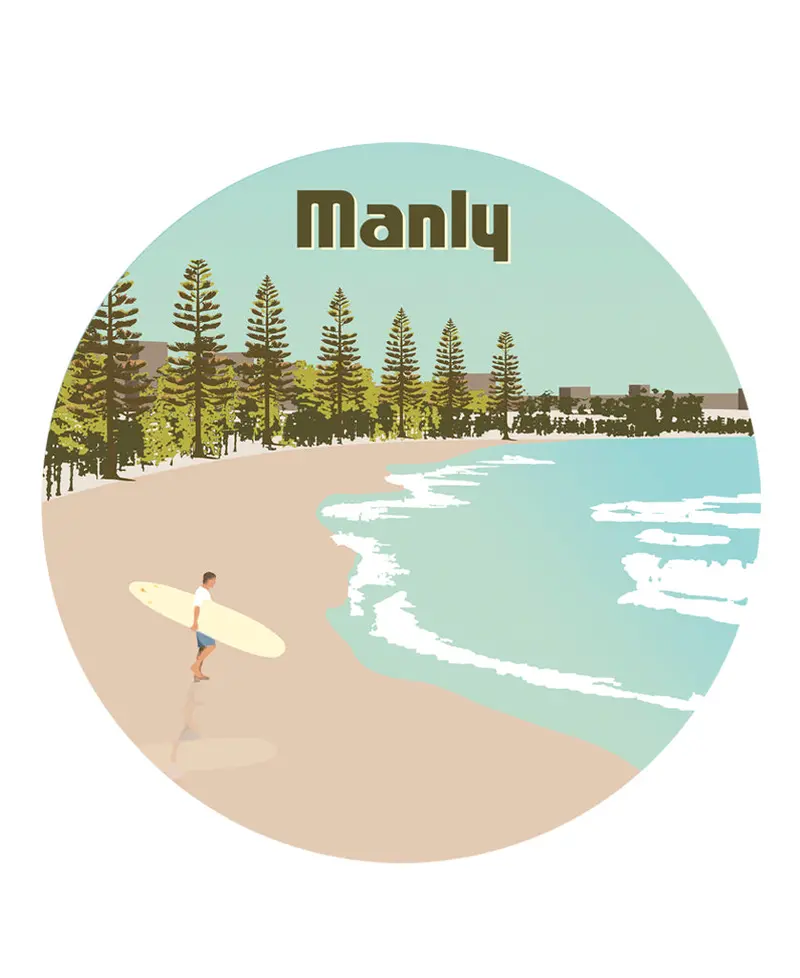 Manly Beach Illustrated Sticker 1
