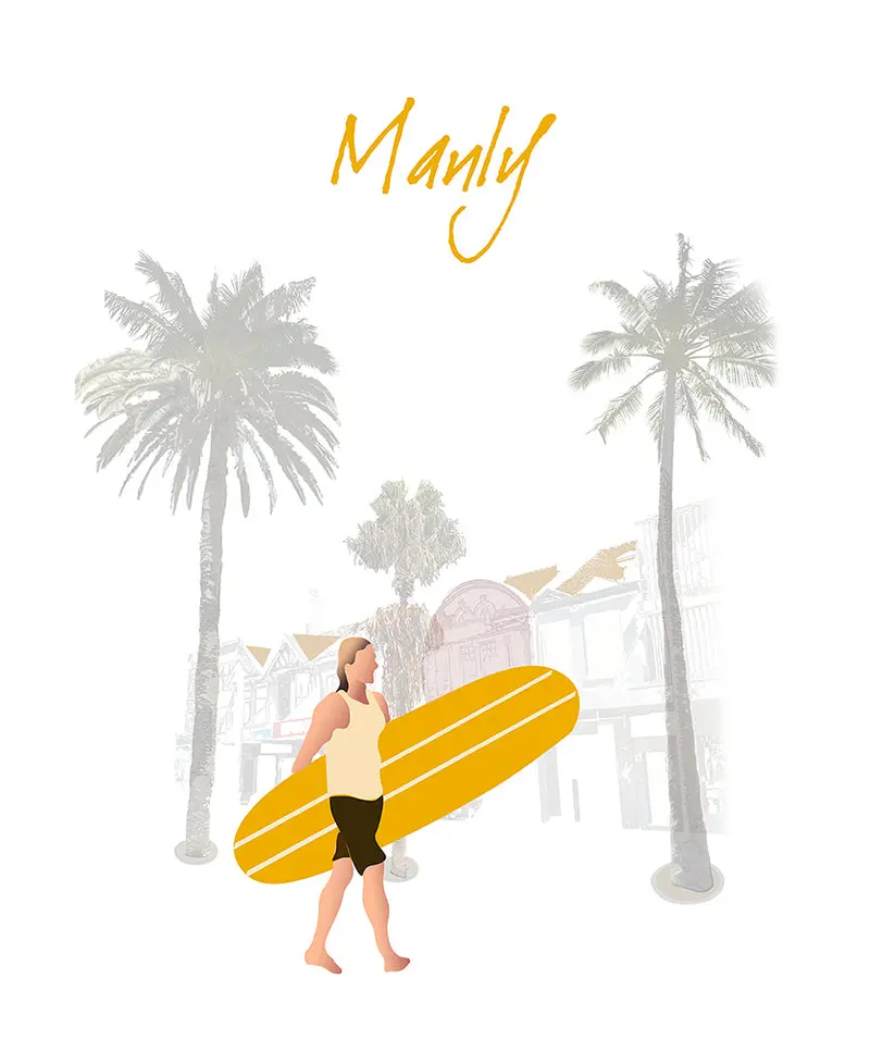 Manly Corso Postcard – Scenic Sydney Coastal View 1