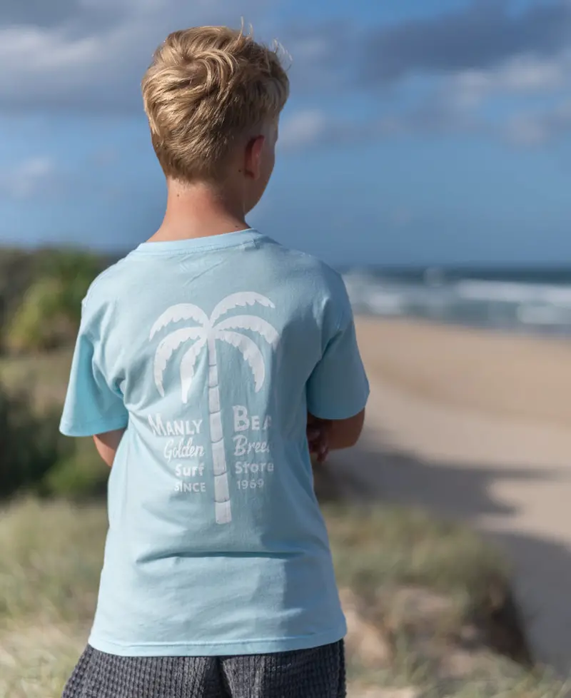 Manly Palm Loco Kids T-Shirt In Turquoise 1