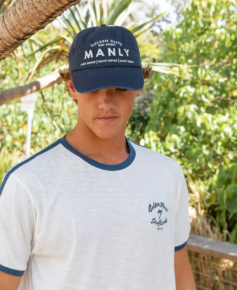Manly Waikiki Adjustable Cotton Cap In Navy 1