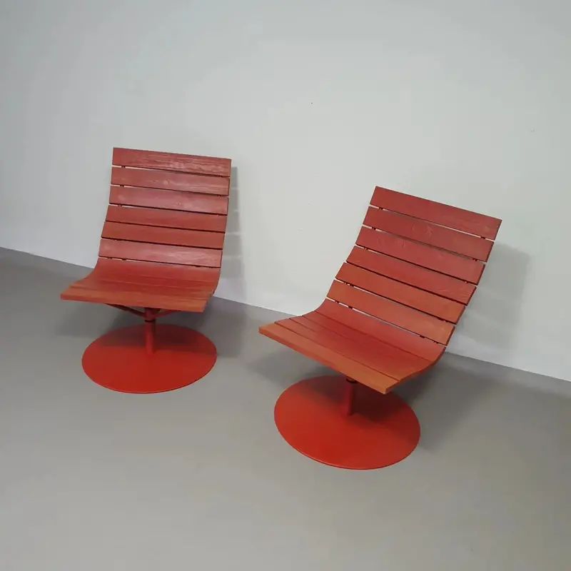 Marcus Arvonen Brygga Swivel Armchairs For Ikea Ps 2009 – Pair Of Red Contemporary Seating 1