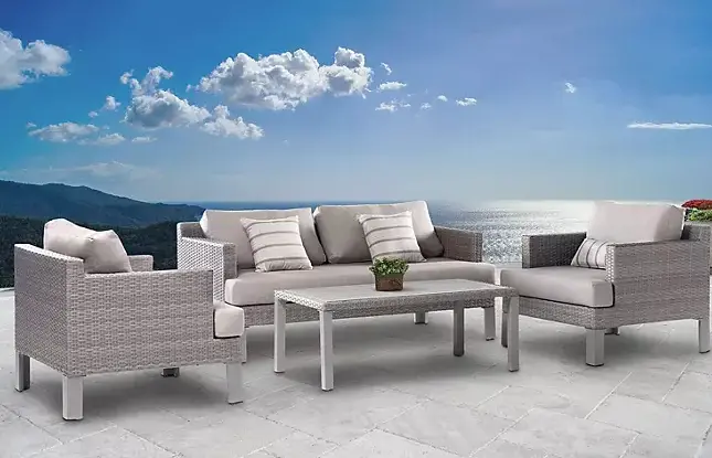Maui Outdoor Patio Seating Set – 4-Piece With Sunbrella Fabric, Color Options 1