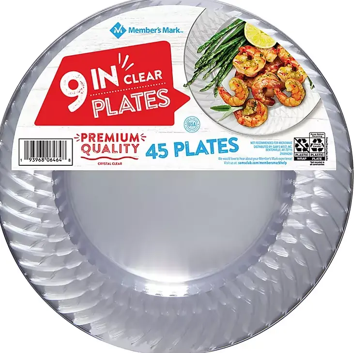 Member'S Mark 9-Inch Clear Plastic Plates – 45 Count 1