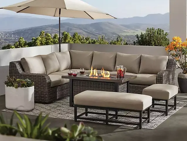 Member'S Mark Athena 7-Piece Modular Outdoor Sectional Featuring Integrated Firepit 1