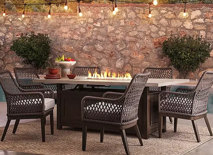 Member'S Mark Bridgewater 7-Piece Patio Dining Set With Built-In Fire Feature 1