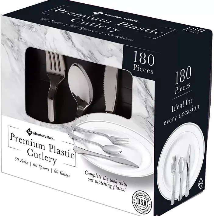 Member'S Mark Elegant Silver-Finish Disposable Cutlery Combo – 180 Pieces 1