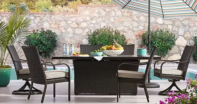 Member'S Mark Heritage 7-Piece Fire Pit Patio Dining Ensemble 1