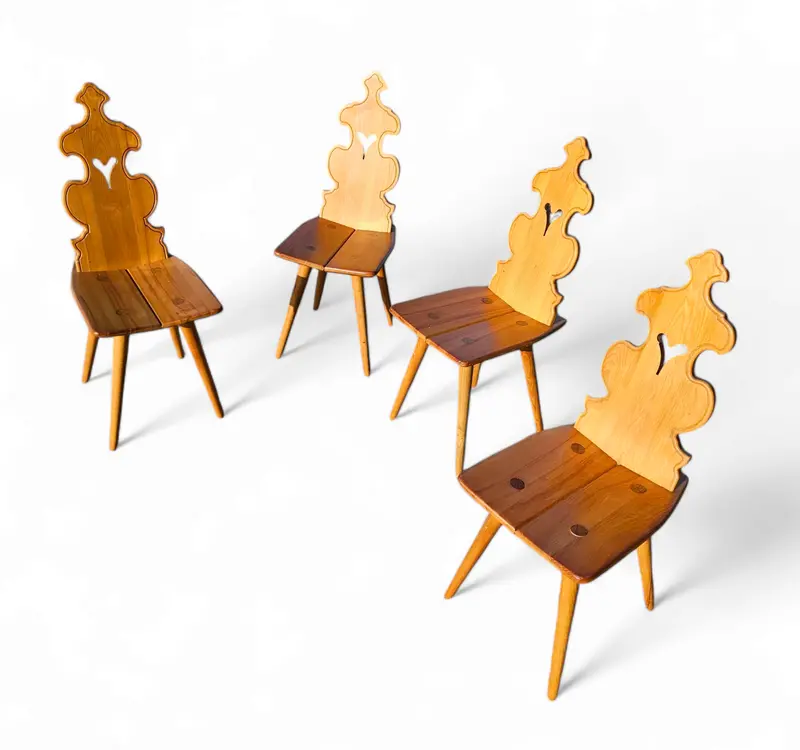 Mid-Century Brutalist Tiroler Chair Set — Four Pieces 1