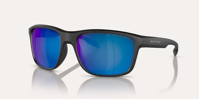Native Gorge Matte Black Polarized Sunglasses With Blue Reflex Lens 1