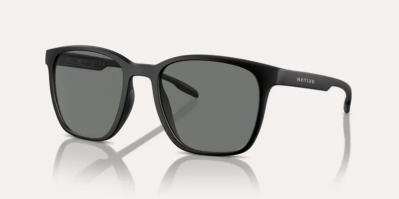 Native Targhee Square Sunglasses In Matte Black With Grey Reflex Polarized Lenses 1