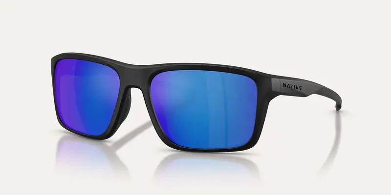 Native Tavern Polarized Sunglasses – Matte Black Frame With Blue Reflex Lens 1