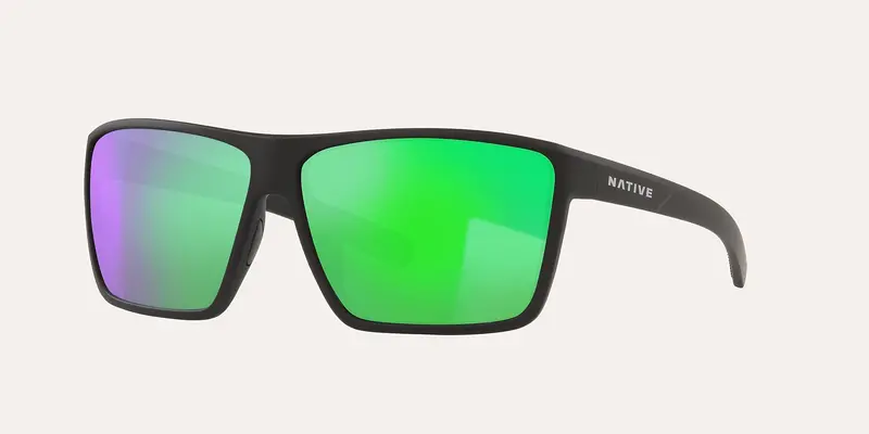 Native Wells Xl Matte Black Frames With Green Reflex Polarized Lenses 1