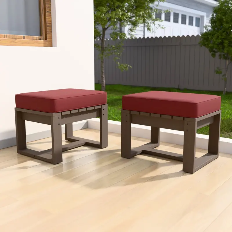 Natural Cedar Patio Ottomans – Weather-Resistant Pair For Outdoor Lounging 2