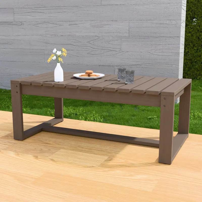 Natural Cedar Rectangular Coffee Table For Outdoor Use 1