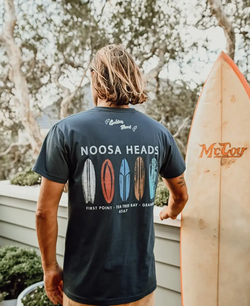Noosa Boards Vintage-Style Graphic Tee In Navy 1