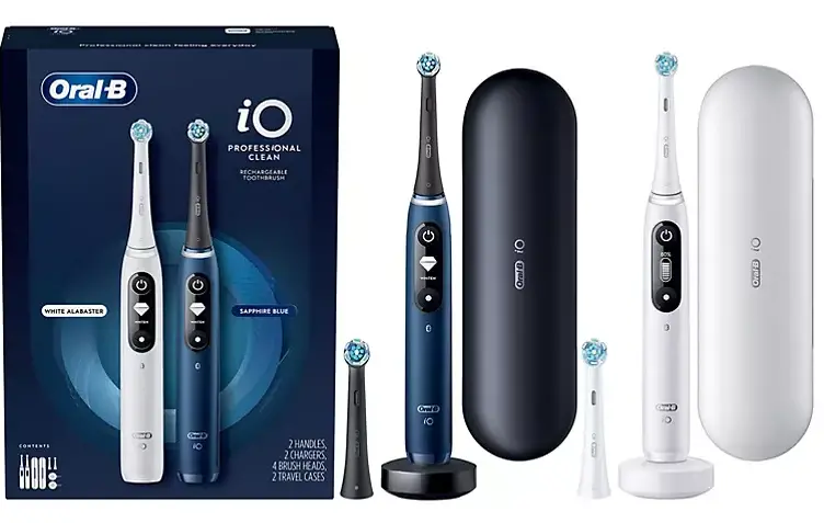 Oral-B Io Series 7 Electric Toothbrush – Dual Pack In Sapphire Blue & White Alabaster (Includes 4 Heads) 1