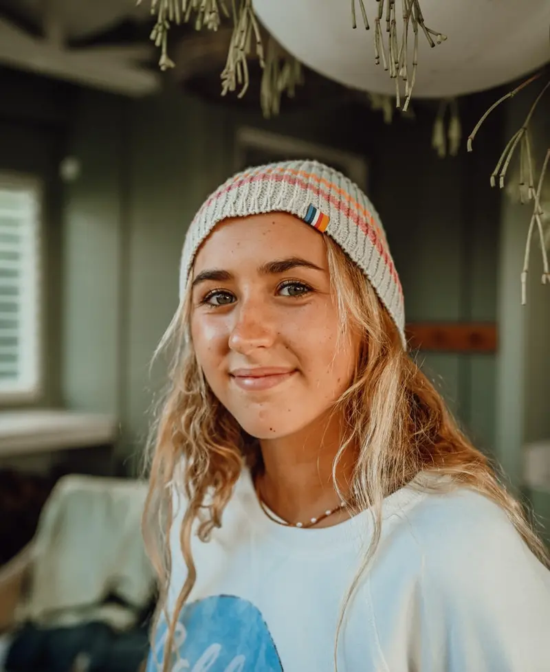 Organic Cotton Oatmeal Thin-Stripe Beanie 1
