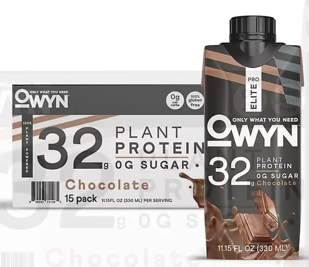Owyn Pro Elite Plant-Based Keto Shake – Chocolate, 32G Protein (11.15 Fl Oz, 15-Pack) 1