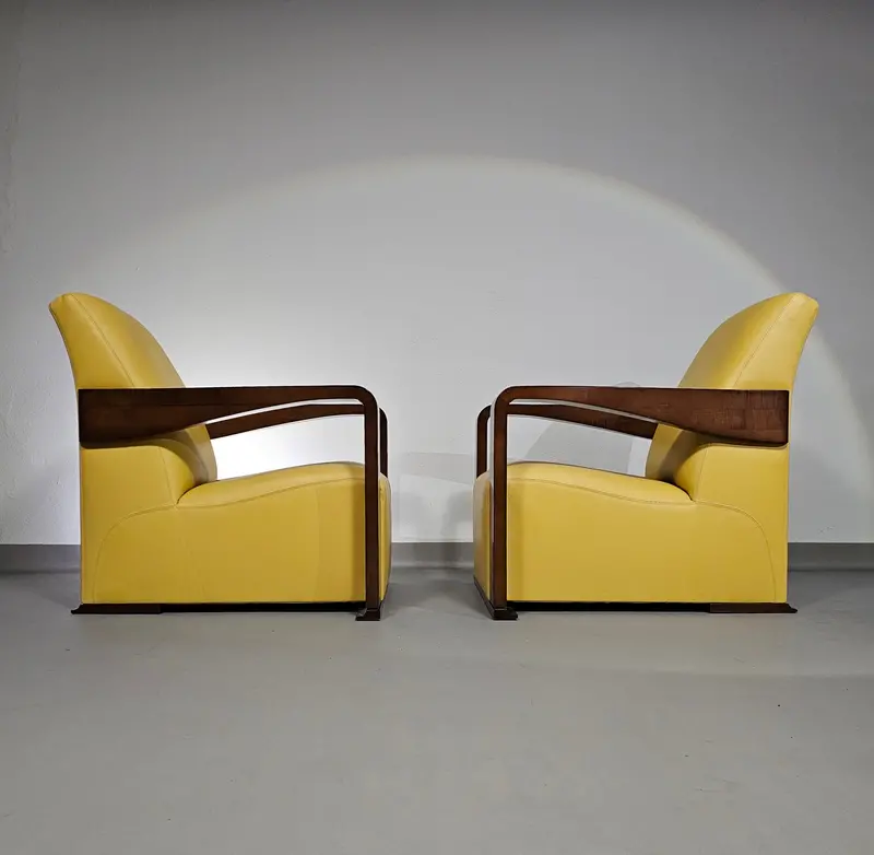 Pair Of Hugues Chevalier Ying Armchairs — Black Leather, Crafted By Chafik Gasmi 1