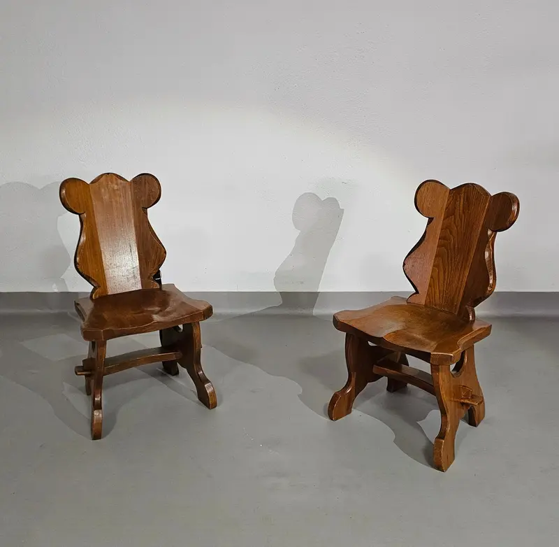 Pair Of Miniature Brutalist Child Chairs — Compact And Artistic, 1960S–70S 1