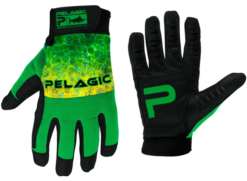 Pelagic End Game Pro Fishing Gloves – Dorado Green, Sizes S/M 1