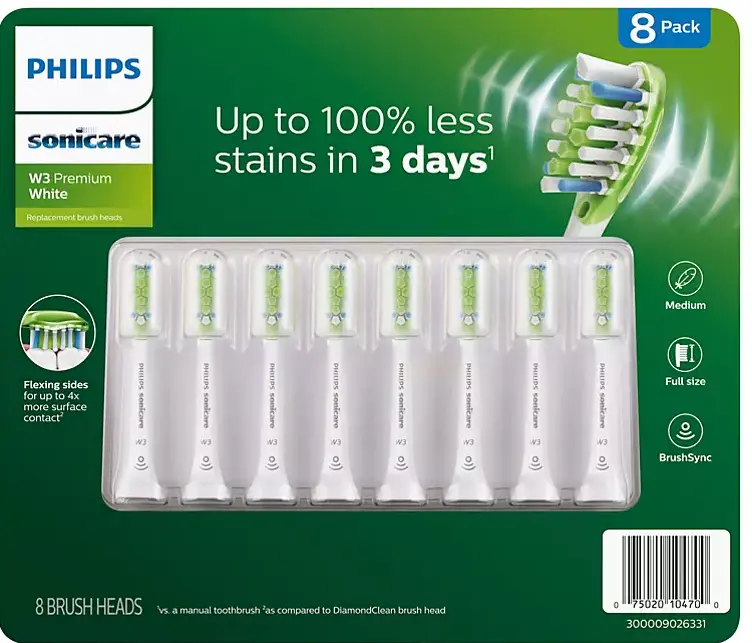 Philips Sonicare W3 Premium White Replacement Brush Heads – 8-Pack 1