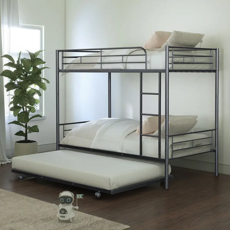 Philotus Bunk Bed With Trundle By Furniture Of America (Fm-Bk906Bk-Tt) 1
