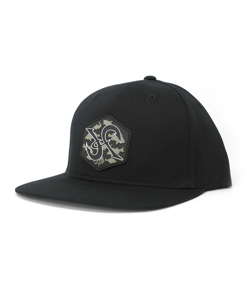 Pinch-Front Structured Snapback In Fish Camo Pattern 1