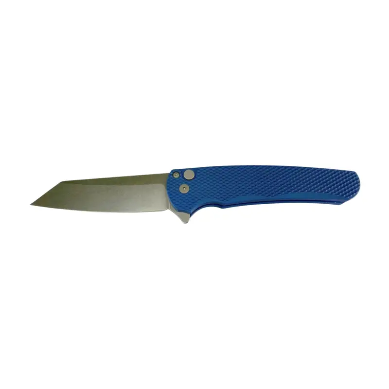 Pro-Tech Malibu Flipper Knife – Blue Aluminum Handle, Stonewash Reverse Tanto Magnacut Blade 1