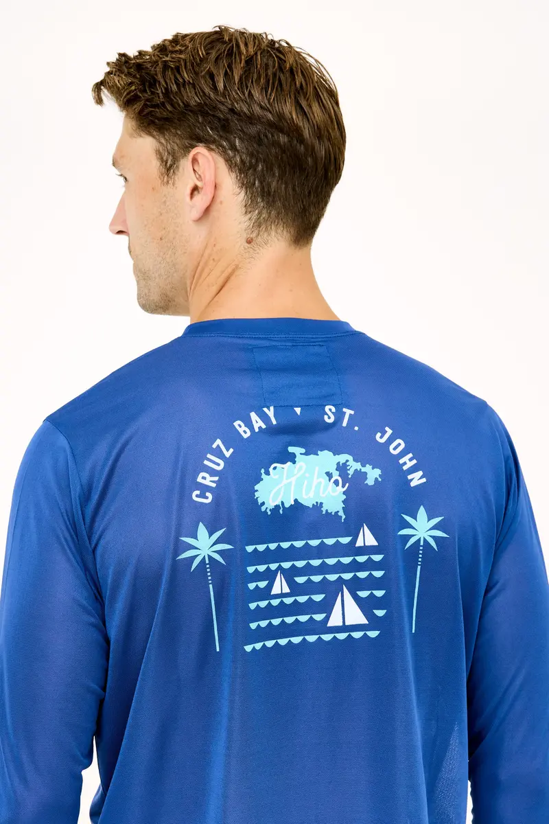 Racing Blue Cruz Bay Palm Upf50 Long-Sleeve Shirt 1