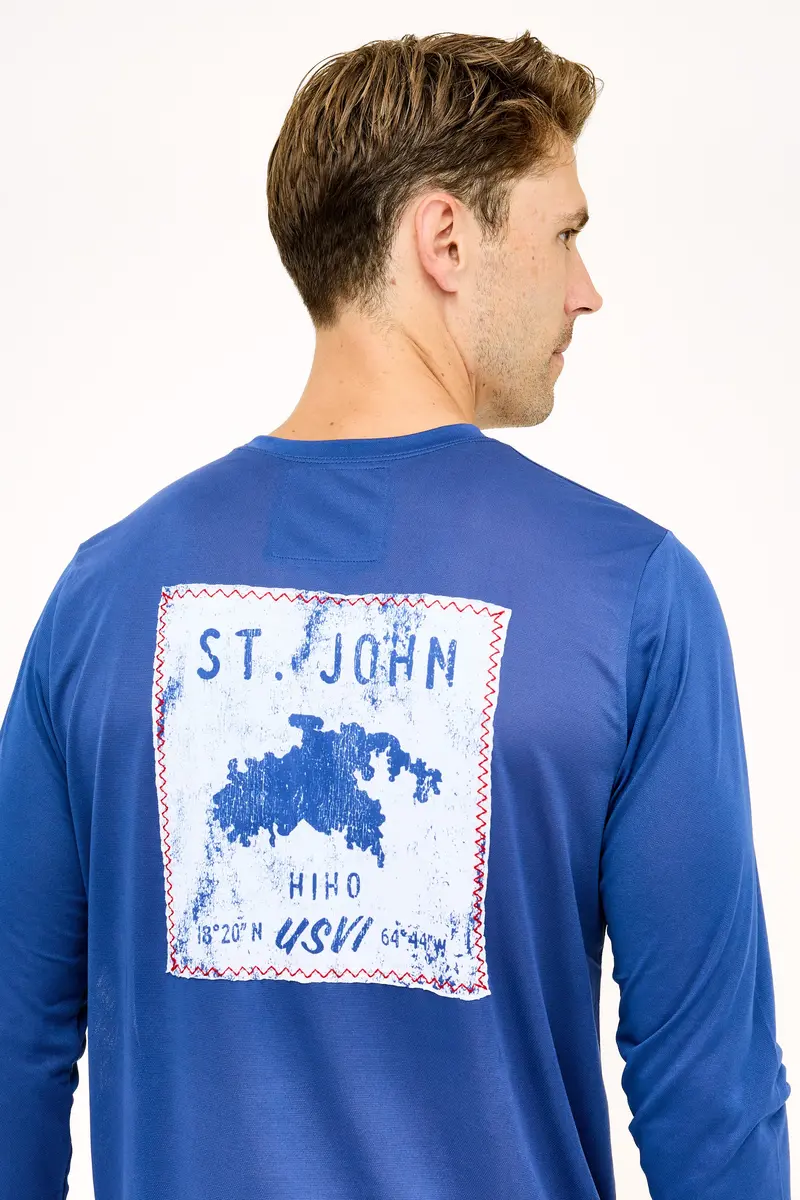 Racing Blue St. John Map Patch Upf 50 Shirt – Nautical Detail 1