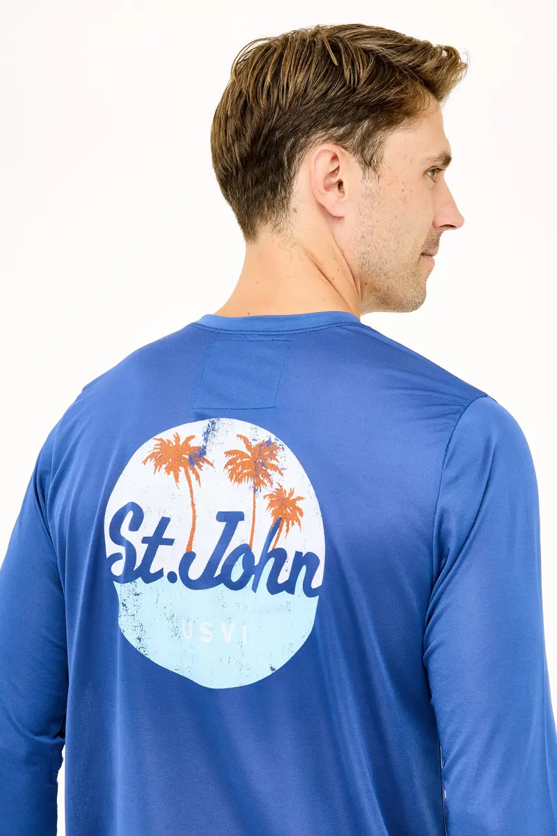 Racing Blue St. John Oval Palm Upf50 Travel Shirt 1