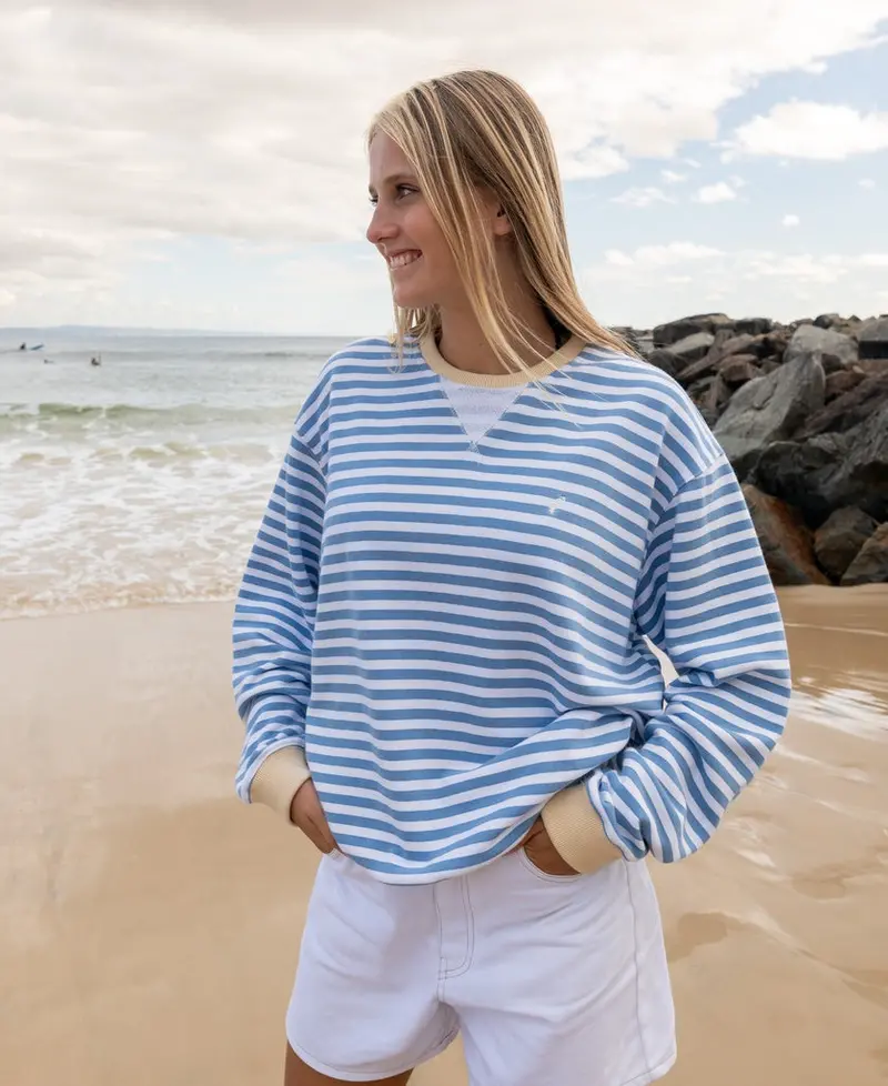 Ralph Stripe Ringer Crew – Navy & Off-White Horizontal Stripe 1