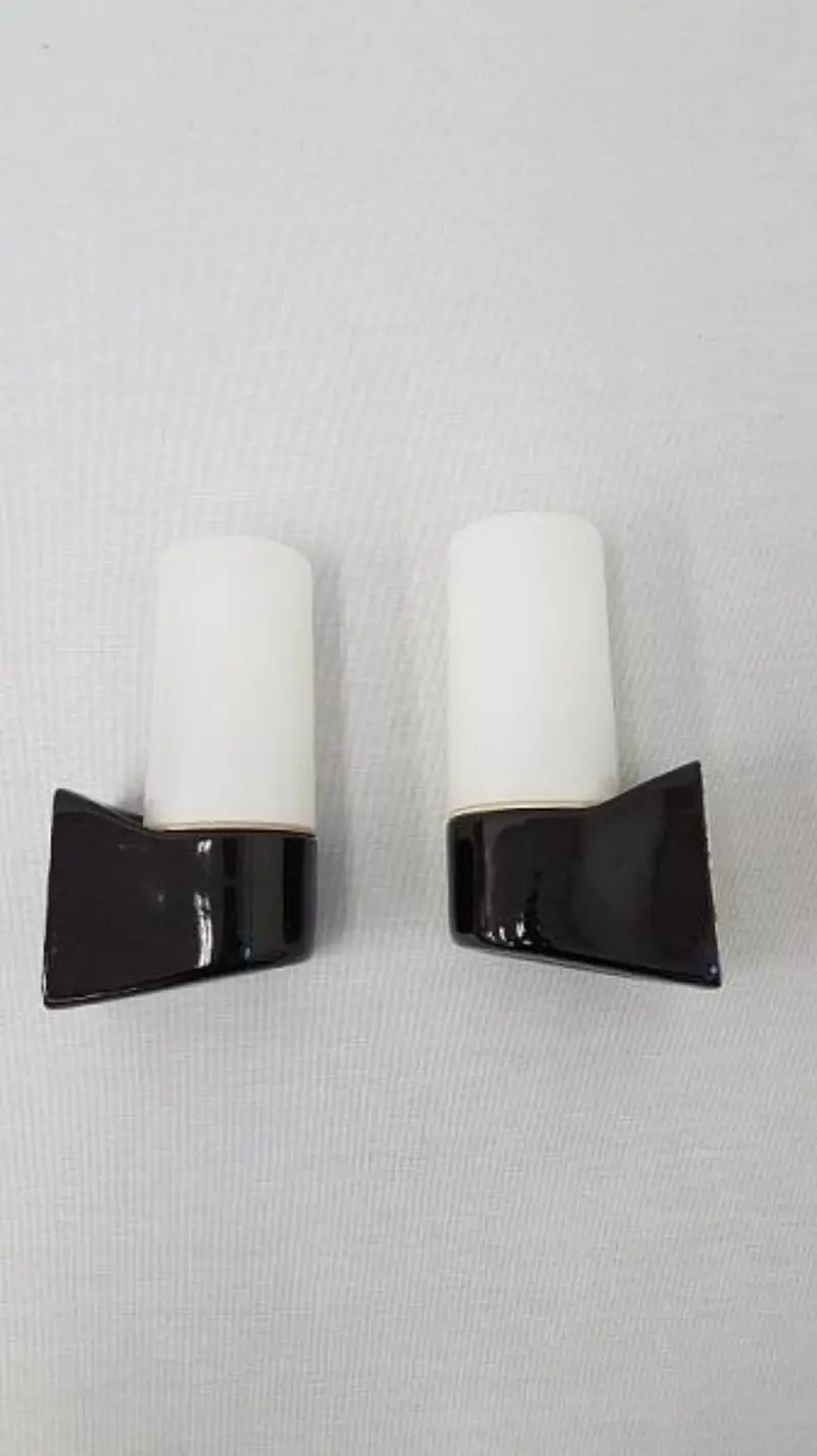 Rare Black Wall Lamps Model 6063 By Wilhelm Wagenfeld For Lindner Leuchten – Mid-Century German Design 1