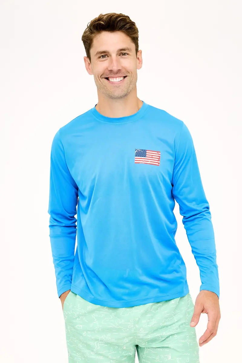 Regatta Blue Usa Flag Patch Upf50 Performance Shirt 1