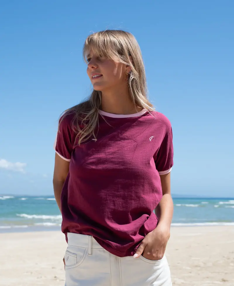 Retro Plum Ringer T-Shirt 1