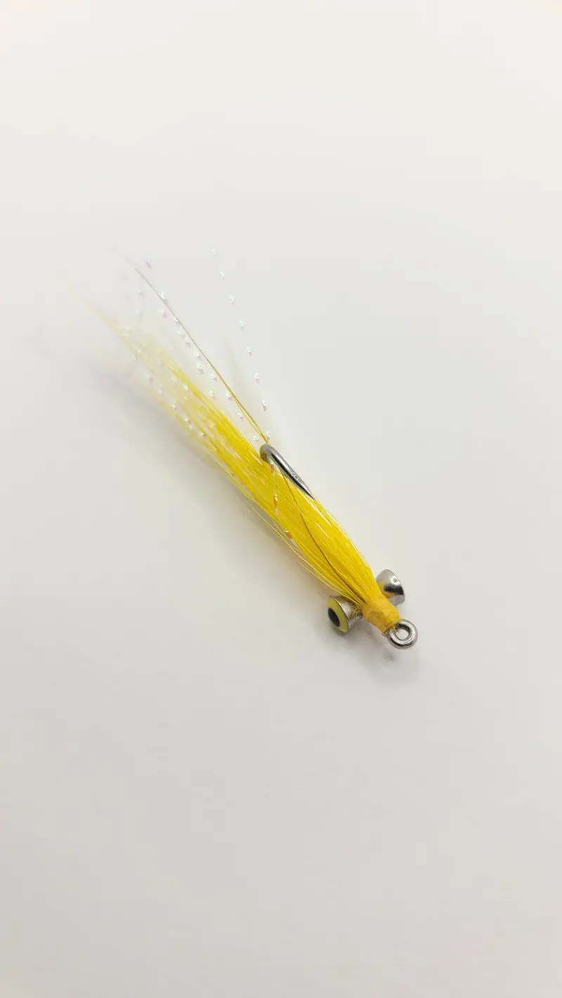 Rio Clouser Minnow Fly – Yellow/White Colorway, Size 2/0 1