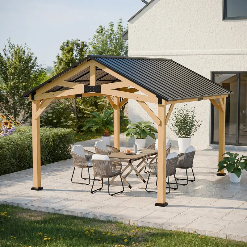 Rustic Exposed-Beam Hardtop Gazebo – 11X13 Ft Or 13X15 Ft Options 1