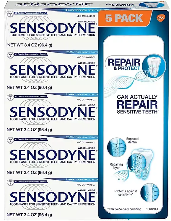 Sensodyne Repair & Protect Toothpaste For Sensitive Teeth – 3.4 Oz., 5-Pack 1